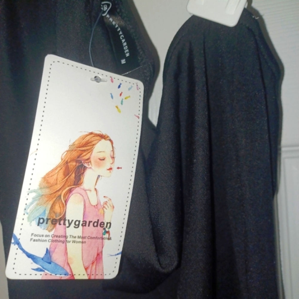 PRETTYGARDEN Sleeveless one bare shoulder Dress little black dress - Picture 4 of 10